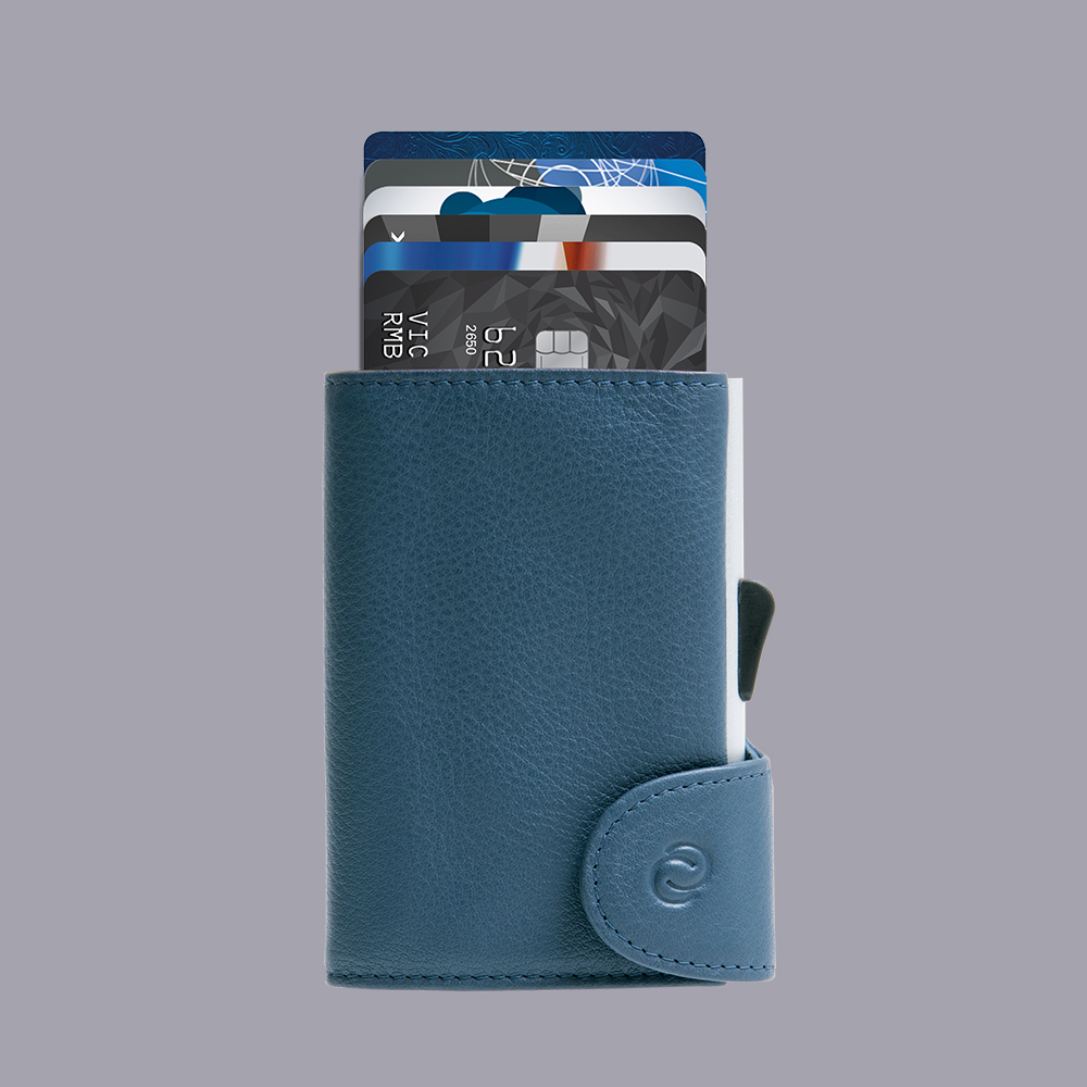 C-Secure Mens Limited Edition Coin Pocket Card Holder Wallet - Naval/Blue